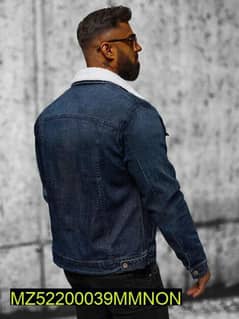 1Pcs Men Stitched DENIM FUR JACKET