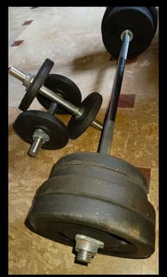 Dumbbell weight plates and bar