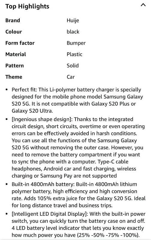 Samsung Galaxy S20 Power Battery Case 2