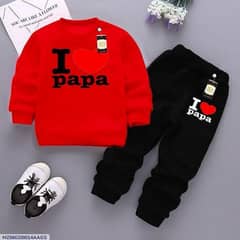 2 PCs girls fleece printed sweatshirt tracksuit