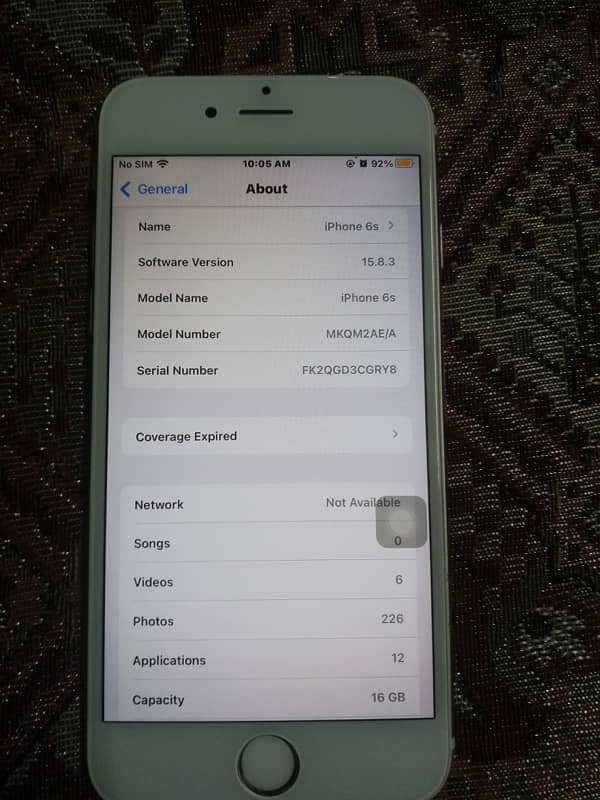 iphone 6s PTA approved 16gb 93%bh 5