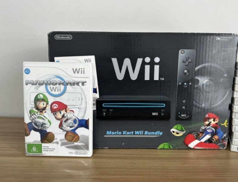 black Nintendo Wii console maria kart pack plus 3