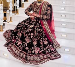 hussain rehar dress on mehroon velvet new