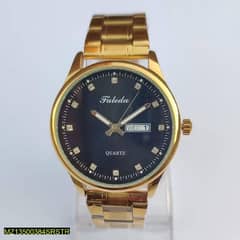 "Luxury Faleda Quartz Gold Watch with Day & Date Display "