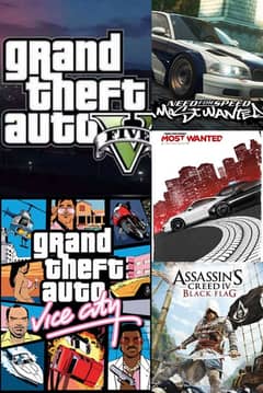 Gta v, Gta vice city, Nfs MW 2012, Nfs MW 2005, Assassin Creed black f