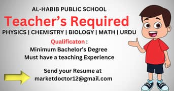 Teacher's Required | Morning and Evening Shift