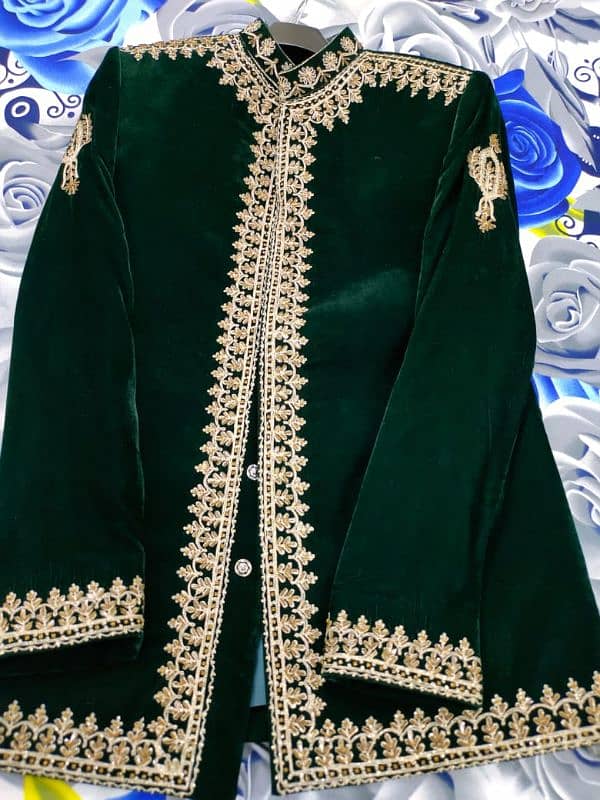 Groom Velvet Mehndi Complete Dress 0