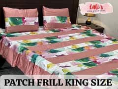 *KING SIZR  PATCH WORK 2 SIDE FRILL BEDSHEET*    *Fabric cotton*