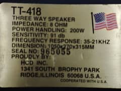 TT-418 Tower Speaker Made  USA