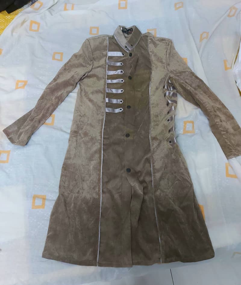 New Beige Velvet Sherwani for boys 0