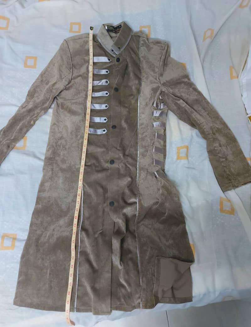 New Beige Velvet Sherwani for boys 4