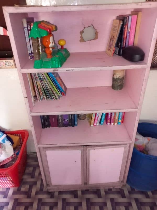 bed with side table ,cupboard book shelve ,curtain 5