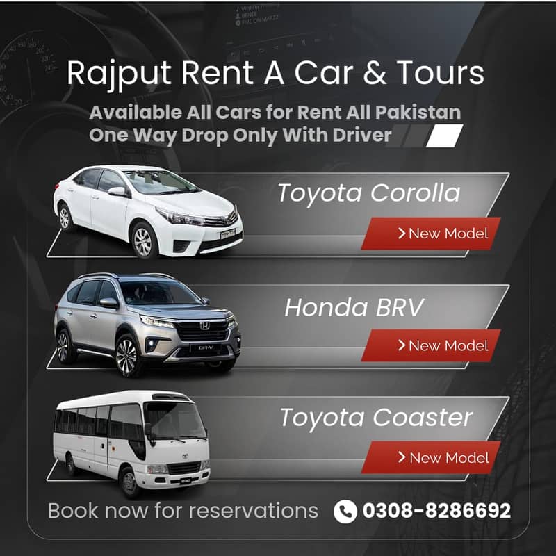 Rent A Car/Car Rental/With Driver/Audi/BMW/Coaster/Tours/Prado/V8/BRV 0