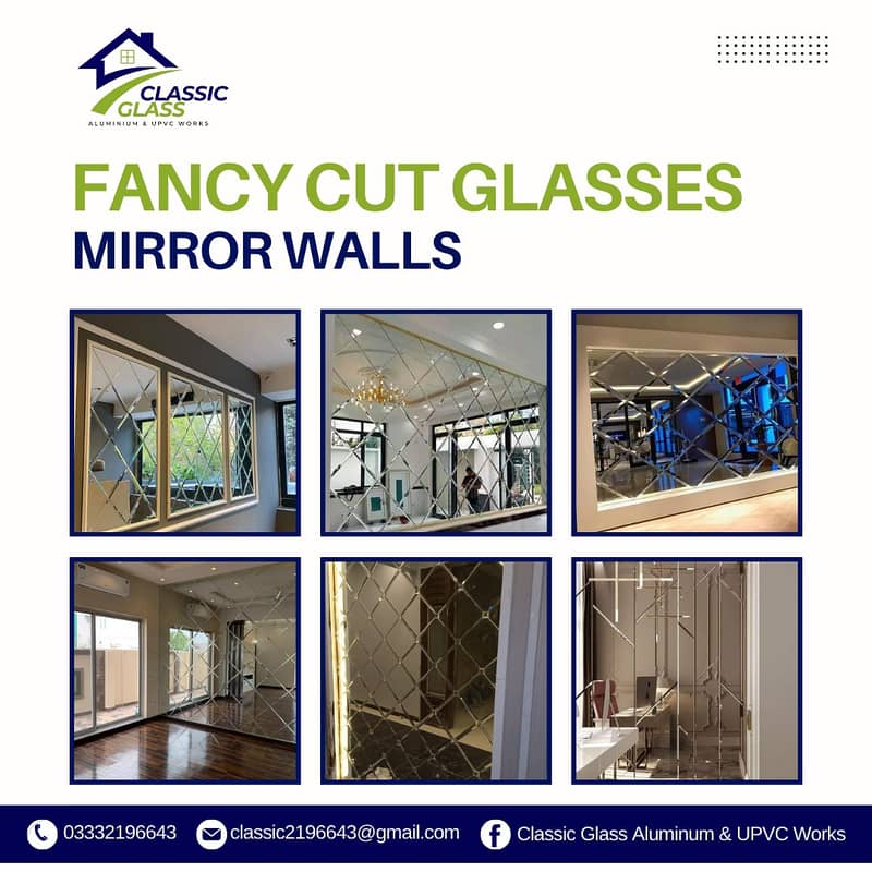 Fancy cut glass/mirror wall/glass mirror desing/cut mirror wall 0