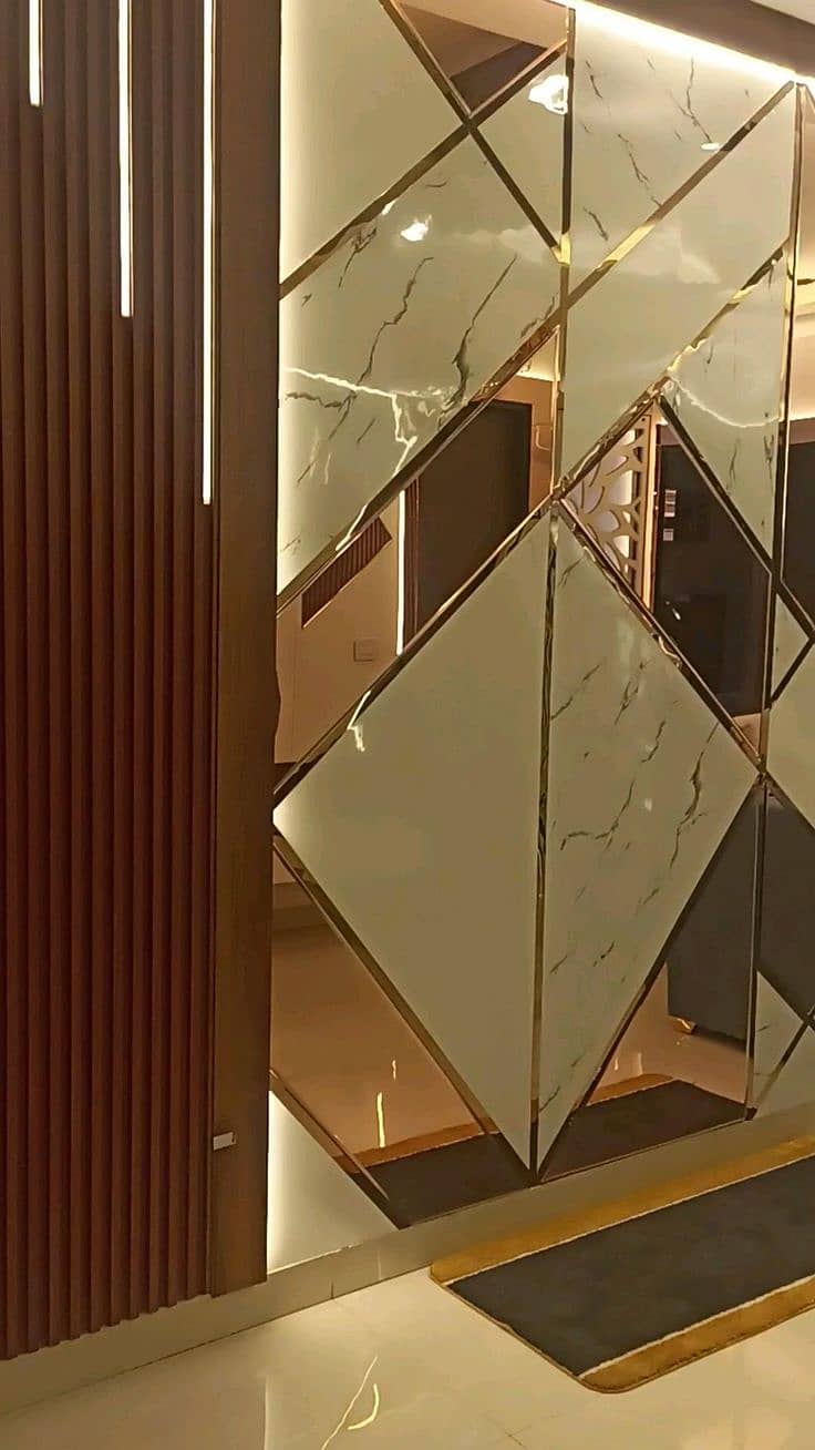 Fancy cut glass/mirror wall/glass mirror desing/cut mirror wall 4