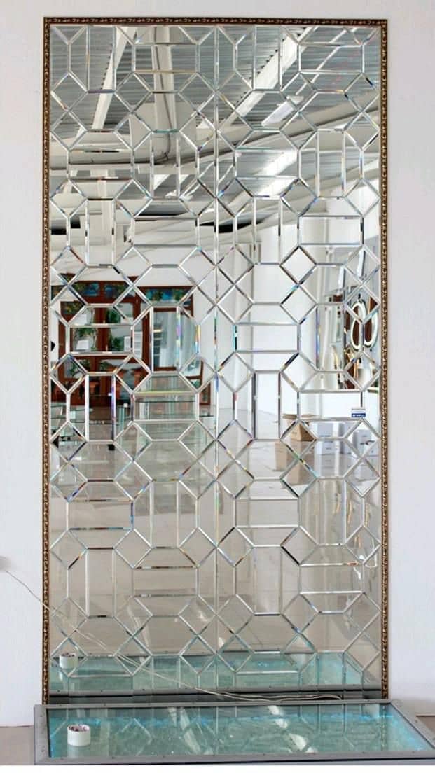 Fancy cut glass/mirror wall/glass mirror desing/cut mirror wall 10