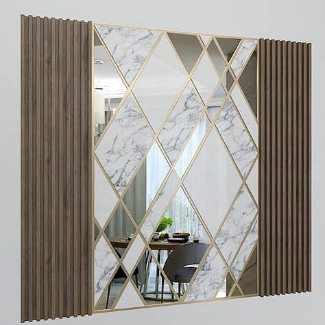 Fancy cut glass/mirror wall/glass mirror desing/cut mirror wall 11