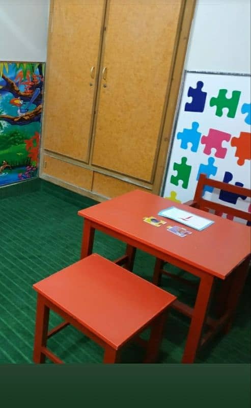 Montessori table, chair, stool and Resource rack 2