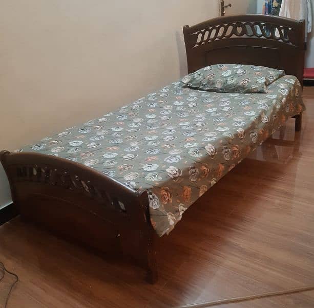 Single wooden bed with mattress 1