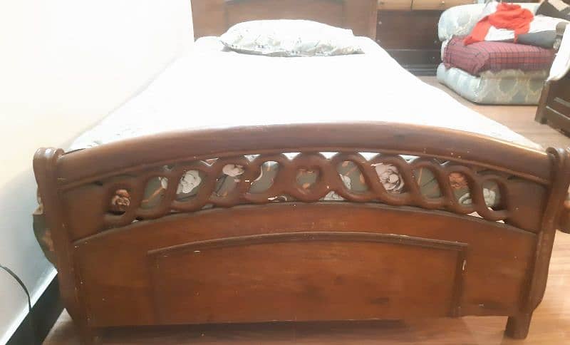 Single wooden bed with mattress 6