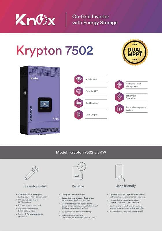 Knox Krypton 7502 5.5KW Solar Hybrid Inverter 0