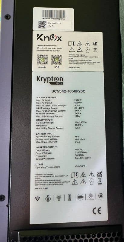 Knox Krypton 7502 5.5KW Solar Hybrid Inverter 3