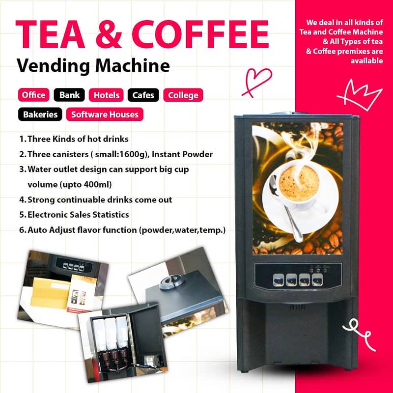 we have All kind of Tea And coffee machines. 3