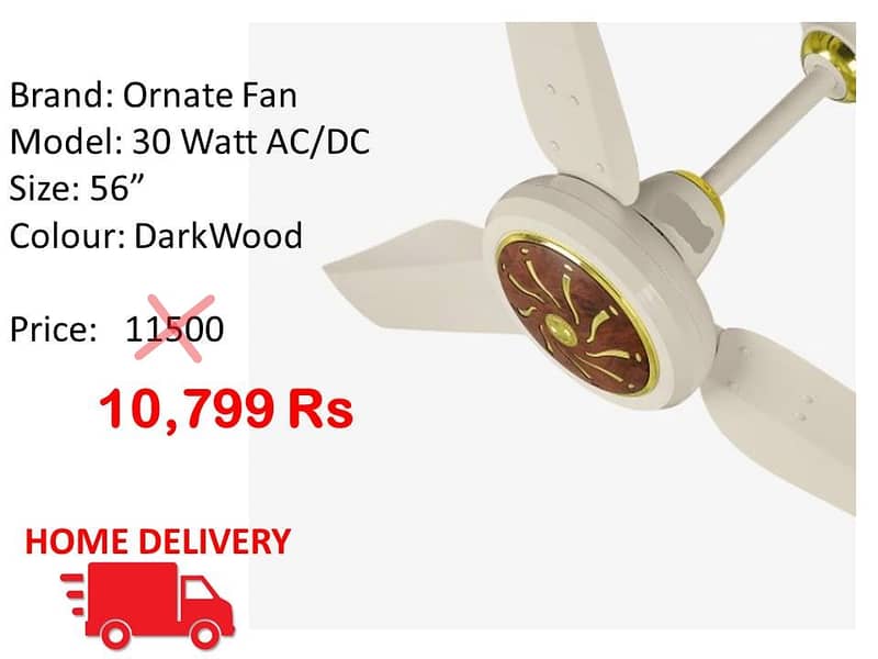 WHOLESALE RATE 30 WATT INVERTER FANS ROYAL /  TAMOOR / GFC CEILING FAN 8