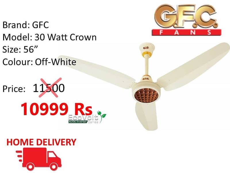 WHOLESALE RATE 30 WATT INVERTER FANS ROYAL /  TAMOOR / GFC CEILING FAN 11