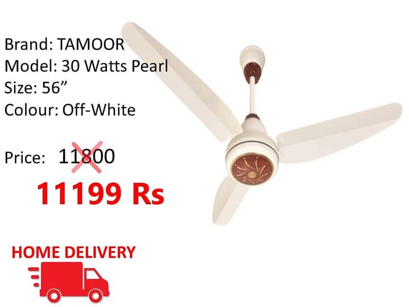 WHOLESALE RATE 30 WATT INVERTER FANS ROYAL /  TAMOOR / GFC CEILING FAN 12