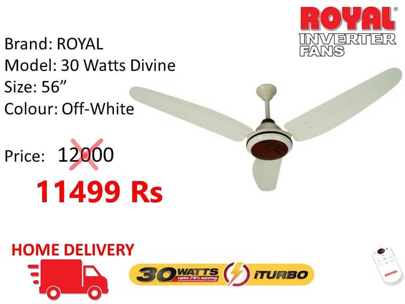 WHOLESALE RATE 30 WATT INVERTER FANS ROYAL /  TAMOOR / GFC CEILING FAN 14