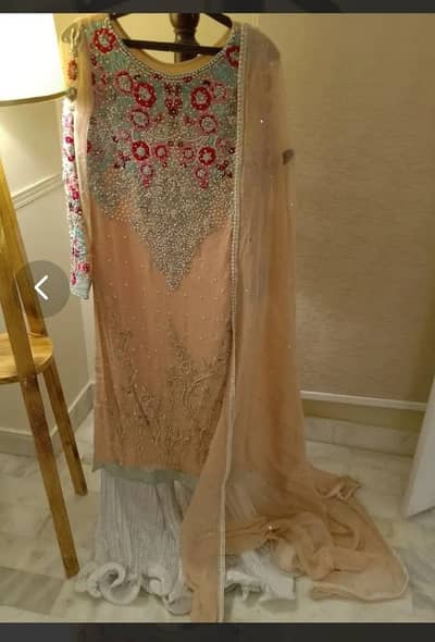 formal dress with silver embroidery