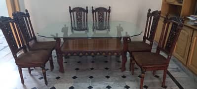 Dining  table glass top with 6 chairs