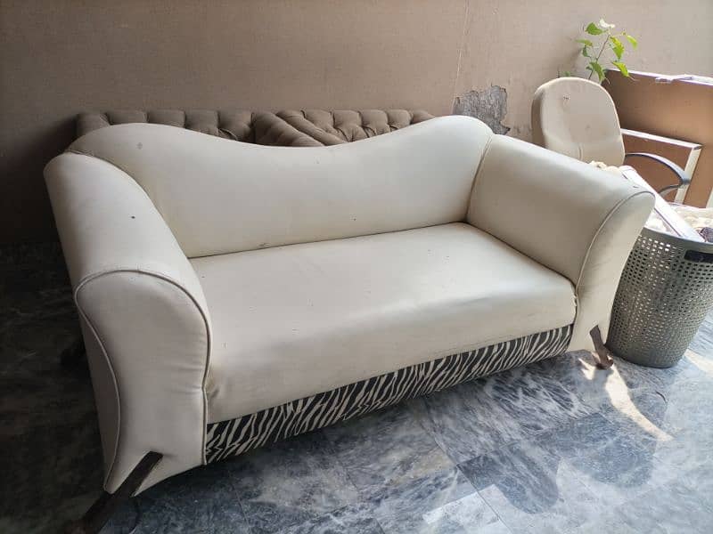 White leather 2 seater sofa 2