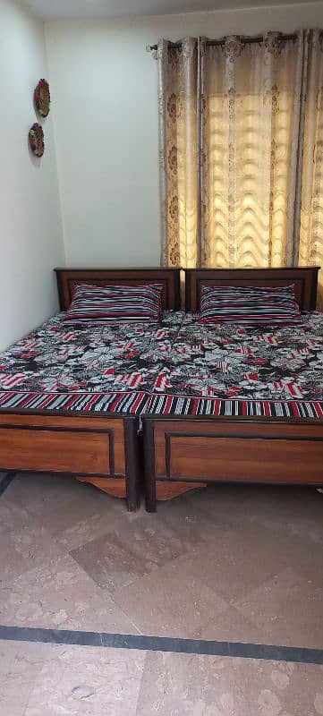 2 Single Beds with Mattress & Side Tables 4