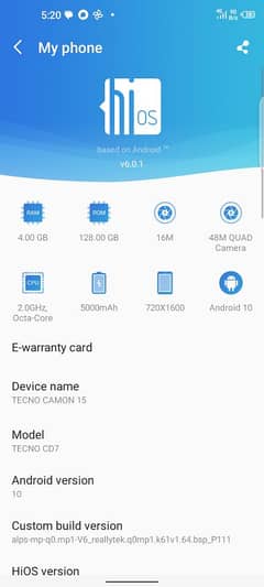 Techno Camon 15 for Sale - Excellent Condition 4/128 Exchanged posbil