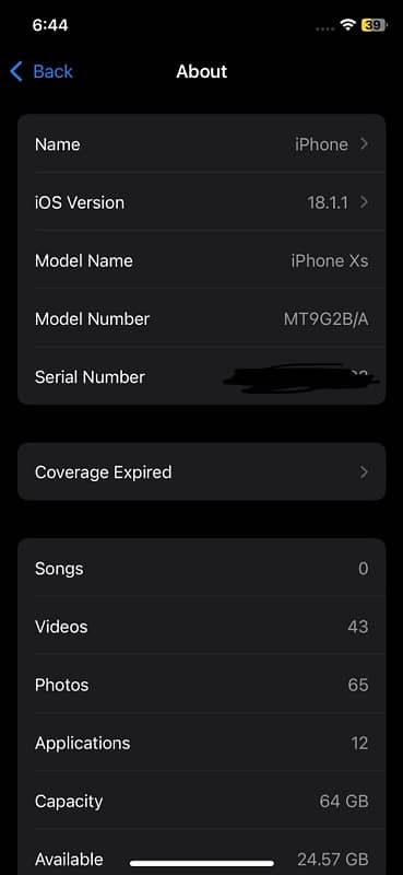 iphone xs 64 memory  battery 80% 4