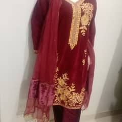 velvet suit are available in maroon color