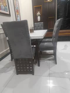 table + 6 chair marble top