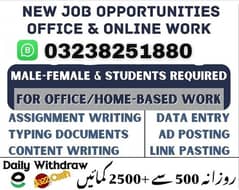 Data Entry Job / Assignment Job / Typing job / Part Time Full Time Jo