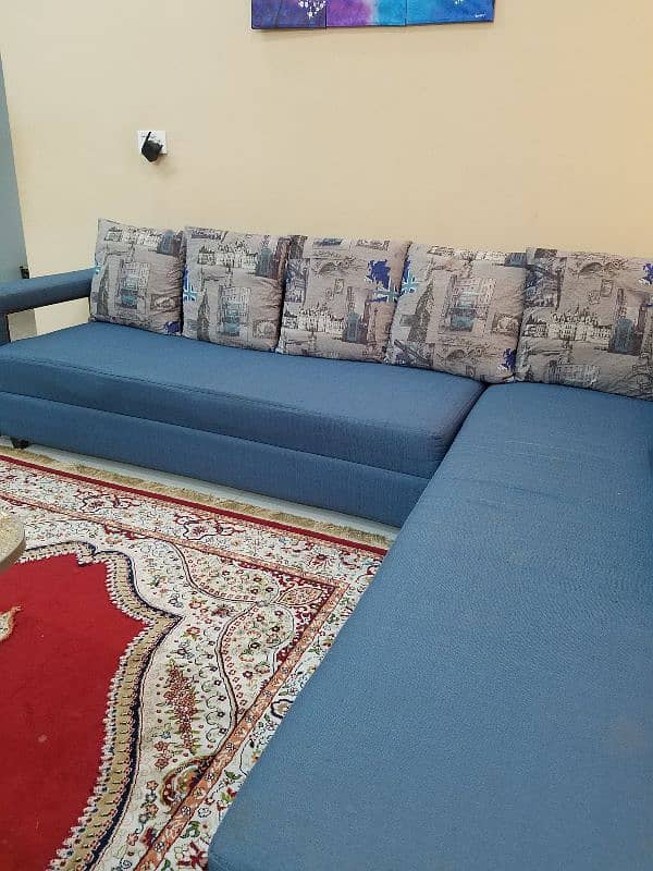 L shaped Blue sofa 1