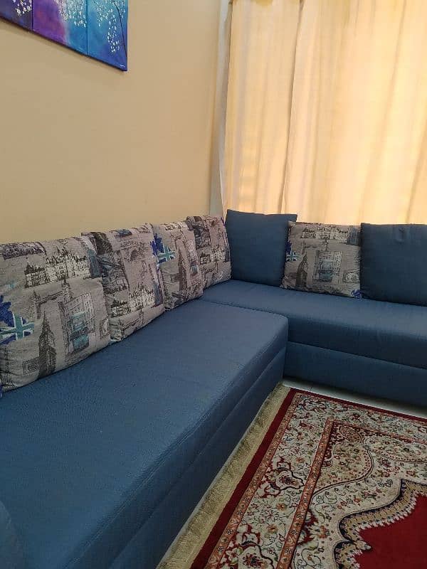 L shaped Blue sofa 3