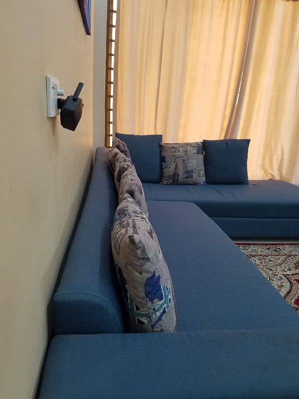 L shaped Blue sofa 4