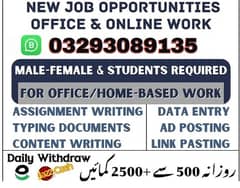 Part Time Full Time Job / Data Entry Job / Typing job /Assignment Job