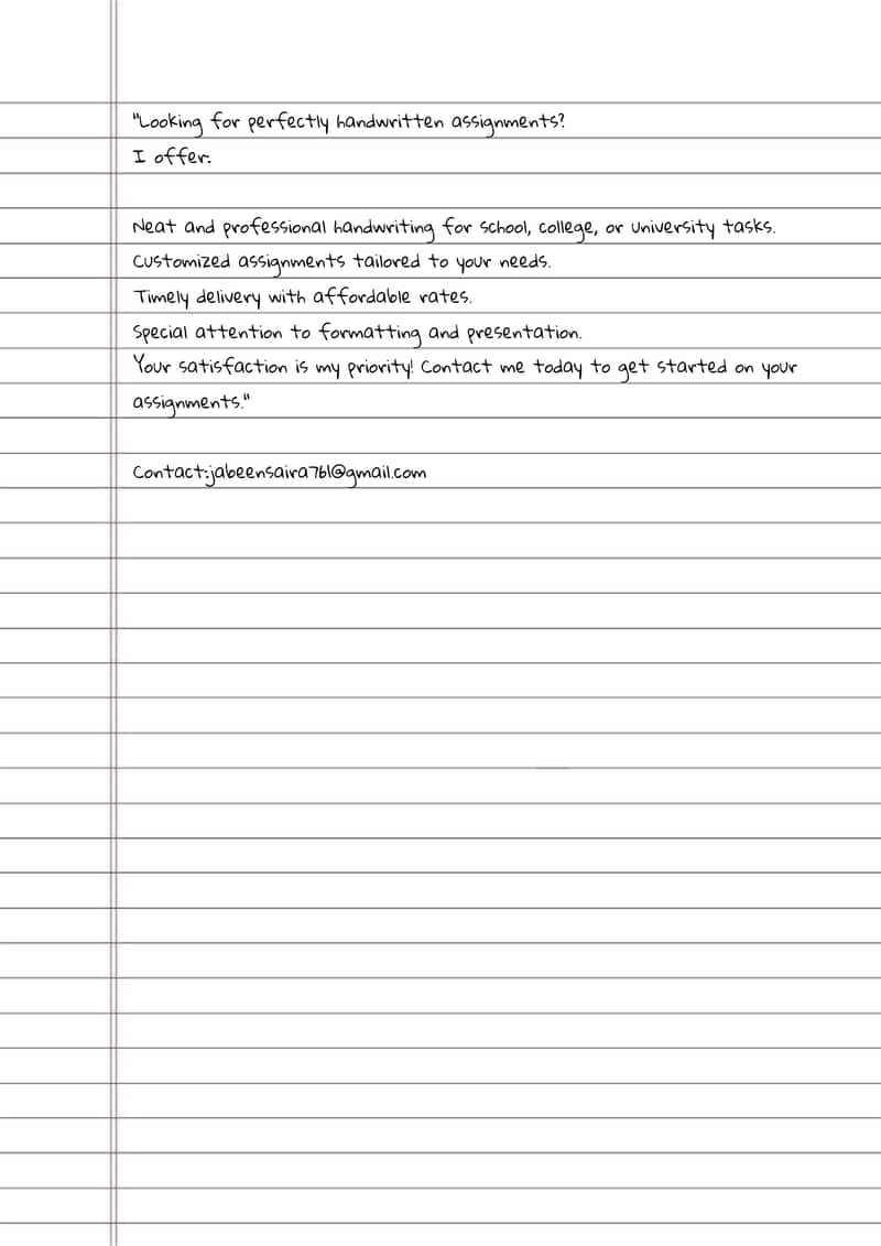 "Professional Handwriting Service for Assignments & Notes" 1