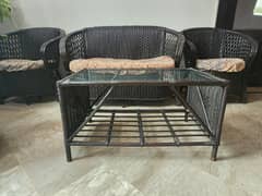 Cane sofa set 4 seater with table