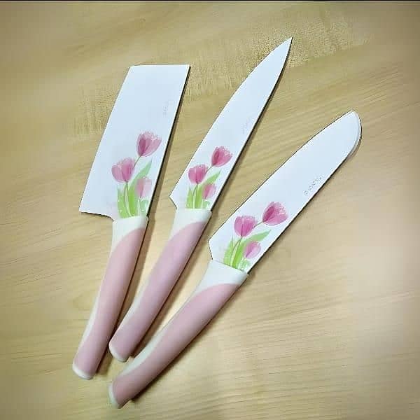 Imported 5 pieces klasique flower coated knives set 3