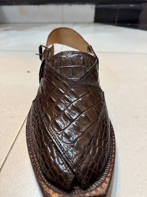 Brown Leather Peshawari Milli shoes kehri chapal size 9 2