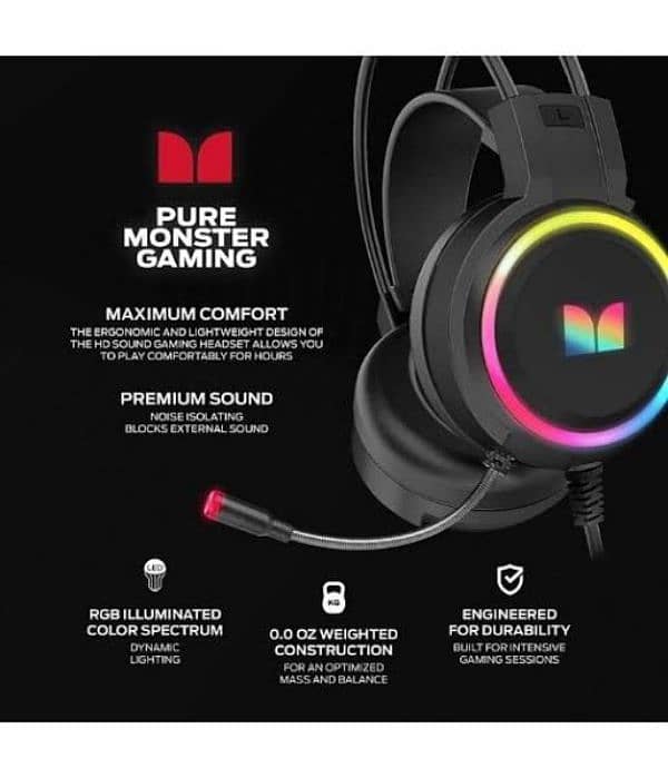 Monster LED Wired RGB Gaming Headphone 0