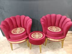 2 flower chair sofa with table